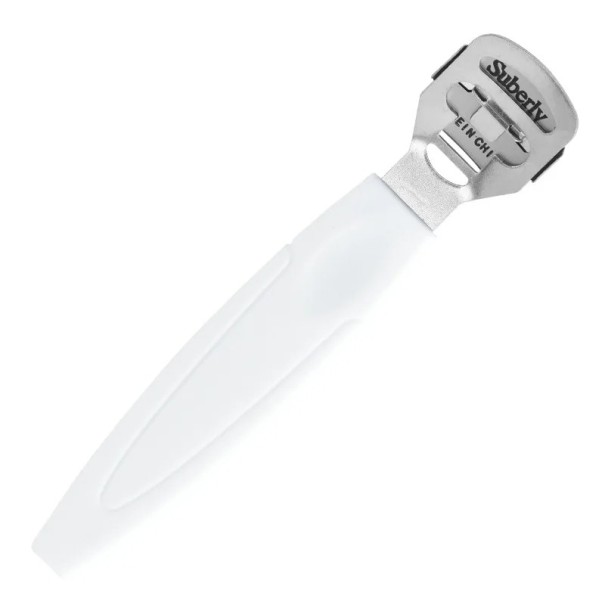 Râpe à pieds en acier inoxydable Outil de pédicure Éliminateur de peau morte pour les pieds 14 x 2,9 cm blanc
