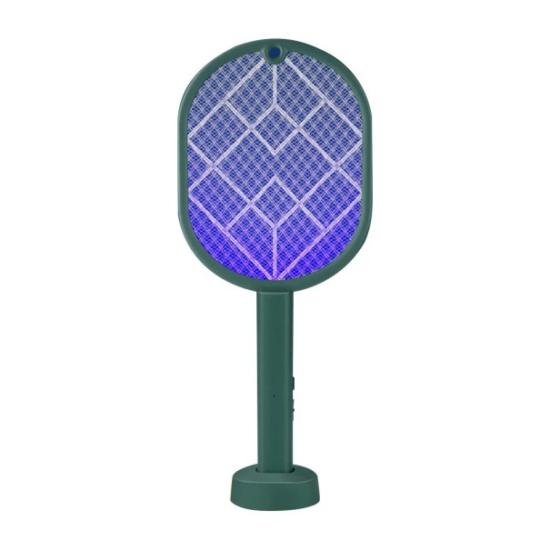 Raquete eléctrica para mosquitos 2 em 1 43x17 cm USB recarregável Raquete contra insetos Ângulo ajustável Lâmpada material ABS Caçador verde