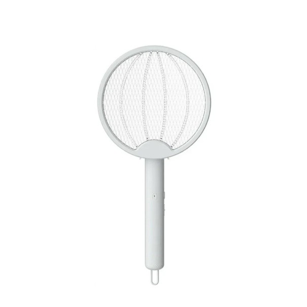 Raquete eléctrica para mosquitos 2 em 1 50x23 cm USB recarregável Lâmpada redonda contra insectos Luz roxa Aparelho de captura de insectos dobrável 1