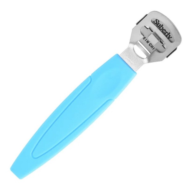 Raschia talloni in acciaio inossidabile Strumento per pedicure Rimuovi pelle morta per i piedi 14 x 2,9 cm blu