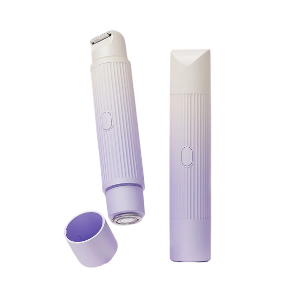 Rasoio elettrico con testina rimovibile doppia ricarica USB-C design impermeabile rosa pastello e crema e viola e crema per ascelle e bikini viola