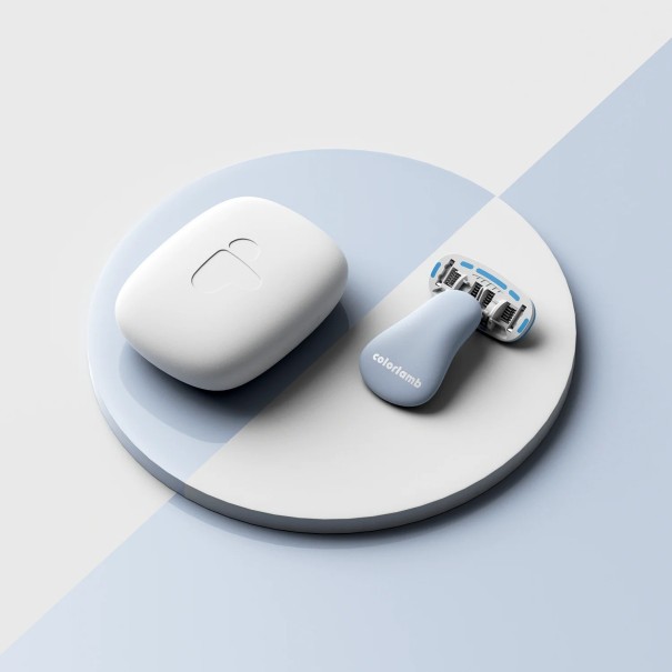 Rasoir manuel de voyage pour femmes avec étui Rasoir pour femmes avec tête à 5 lames et poignée en silicone Mini rasoir avec bande lubrifiante hydratante 6 x 5 cm blanc