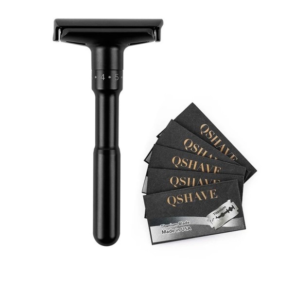 Rasoir noir réglable avec 5 lames rasoir manuel avec 6 niveaux de réglage de la lame Rasoir de luxe avec support 10,8 cm x 5 cm x 1,3 cm 1