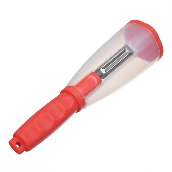 Raspador de cocina con contenedor de restos rojo