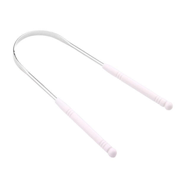 Raspador de lengua de acero inoxidable blanco