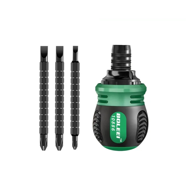 Ratchet Screwdriver 8.5 cm with 3 Double-Sided Bits Precise Screwdriver Tool for Workshop and Home Practical Hand Tool for DIY Enthusiasts 1