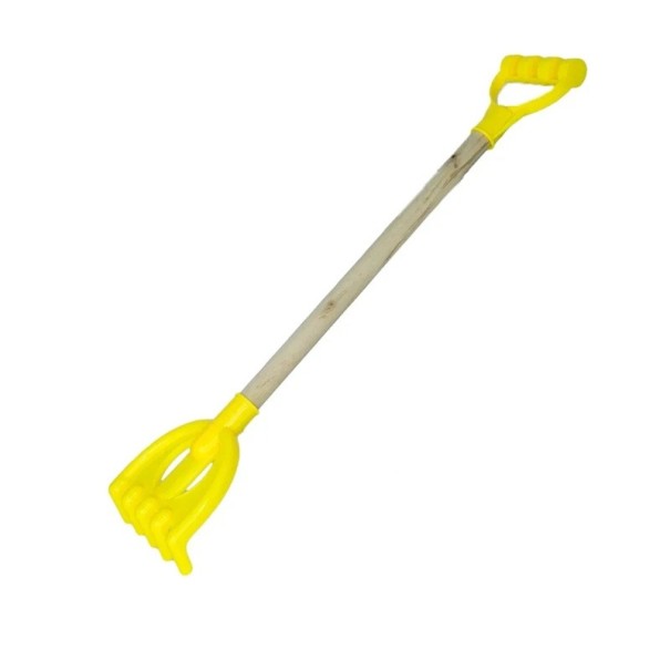 Râteaux de jardin pour enfants 53,5 x 12 cm Jouet de plage d'été en acier inoxydable Outils de creusage en plastique pour enfants Cadeau d'anniversaire jaune