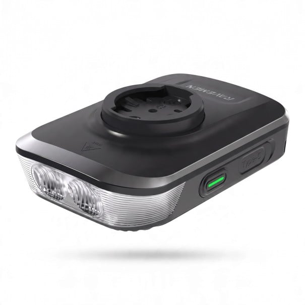 Ravemen FR1500 SE elülső kerékpárlámpa 1000–1500 lm 3 villogó üzemmód Akkumulátor 3500 mAh Rozsdamentes acél Fekete Garmin kerékpáros számítógép alá 1
