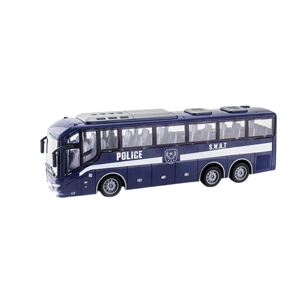 RC Bus 1:30 31,5×11,5×8 cm Elektrisches Modell 27 MHz 4-Kanal-Fernsteuerung LED-Lichter Blauer Touristenstadtbus für Kinder 1