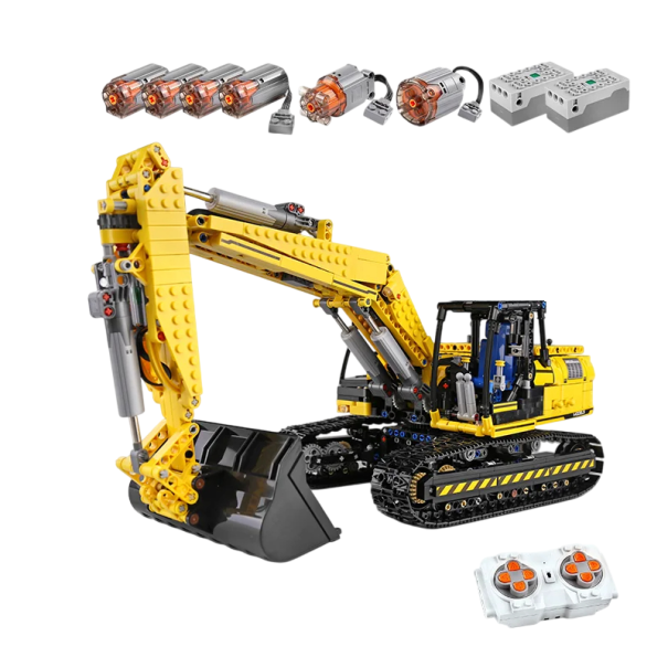 RC byggesæt bæltegraver med motor 1830 dele 47 x 17 x 34 cm Byggesæt og RC-model i én Roterende kabine Flytbar skovl Fjernbetjening 1