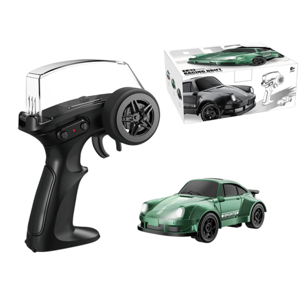 RC Drift Car 1:64 AE86 7,5×3,8×2,8 cm Mini 2.4G 4WD Elektrické stolní závodní auto USB nabíjení 15 min jízdy Plastová hračka pro chlapce zelená