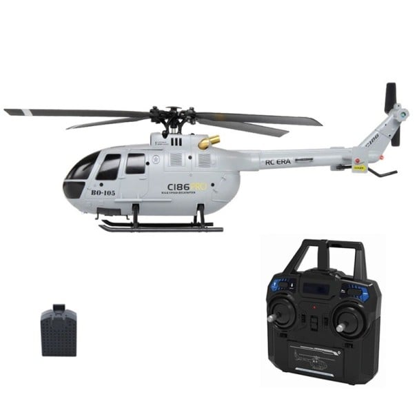 RC Hubschrauber C186 Pro B105 2.4G 4-Kanal RTF Ohne Flügel 6-Achsen Gyroskop Barometer Flugzeit 15 Min 100 m Reichweite USB-Ladung Stabiler grau