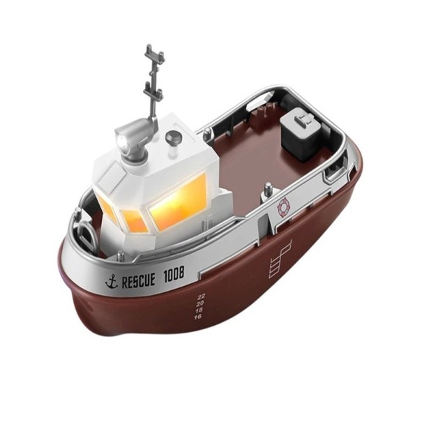 RC łódź 6,5 x 12 x 7 cm Podwójny silnik 8 km/h 2,4 GHz 4 kanały LED światła 30 m zasięg Bateria litowa 3,7 V 100 mAh Ładowanie USB Zabawka wodna 1