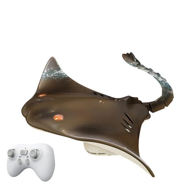 RC Stingray 35×14×10 cm Grey Remote-Controlled Water Model 2 Speeds 360° Rotation Waterproof Rubber Insulation Simulation Spine Realistic Swimming 1