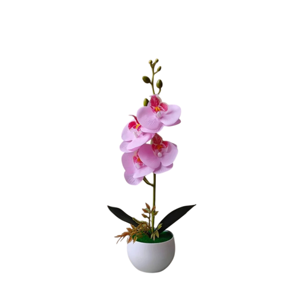 Realistická umělá orchidejová rostlina v květináči 37x8,5 cm PP růžová dekorace na stůl do bytu kanceláře interiéru 1