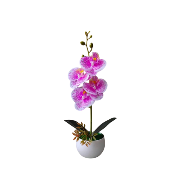 Realistická umělá orchidejová rostlina v květináči 37x8,5 cm PP růžová dekorace na stůl do bytu kanceláře 1