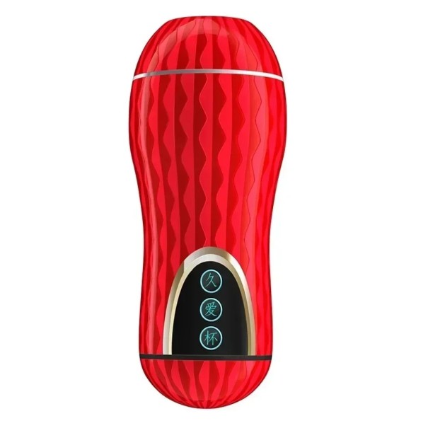 Realistisk kunstig vagina med indvendig tekstur for autentisk stimulation i et hårdt etui med diskret emballage rød