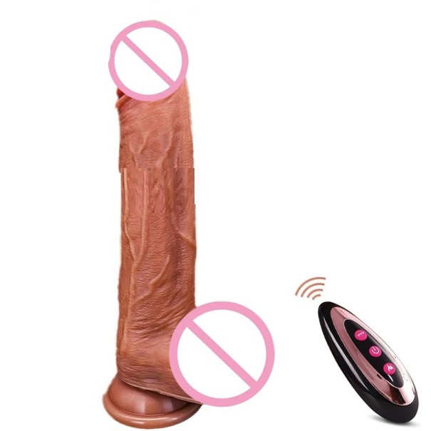 Realistisk silikondildo 22 cm med sugkopp och fjärrkontroll för intensiv njutning, flexibelt material, diskret förpackning hudfärgad