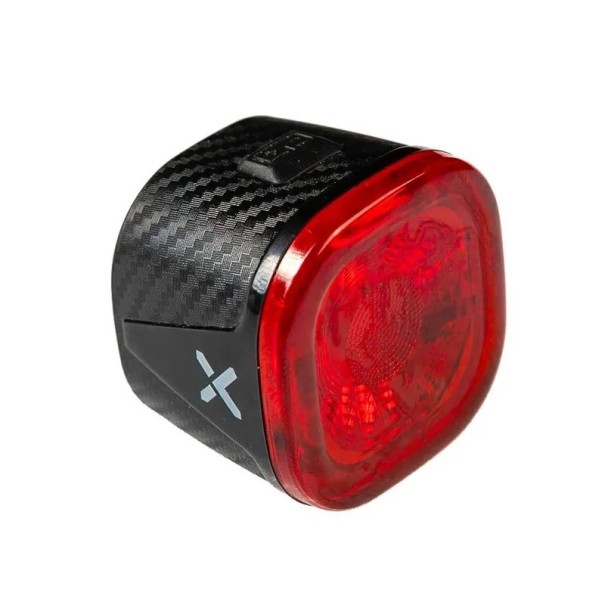 Rear Bicycle Brake Light 3 x 3 cm Carbon LED Light IPX6 Waterproof USB-C Rechargeable Automatic On and Off Safety Torch 1
