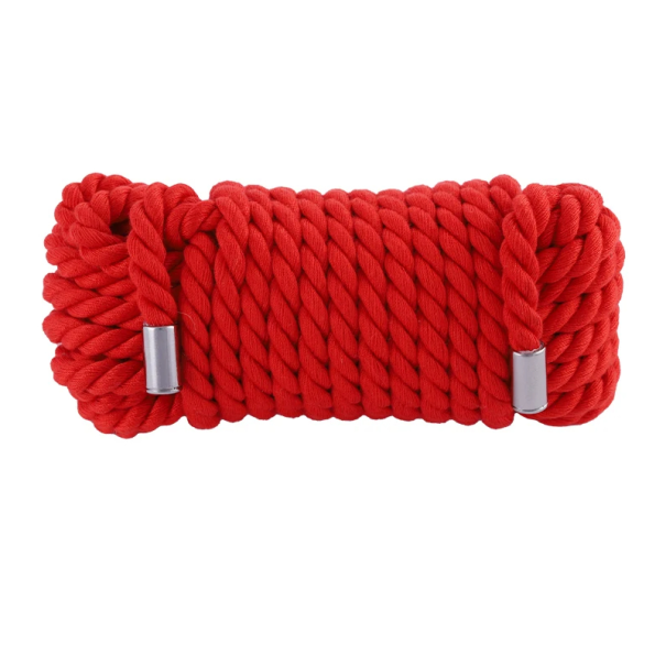 Reb til BDSM-leg, 15 meter langt, 8 mm diameter, multifunktionelt til binde- og bondageteknikker, diskret emballage rød
