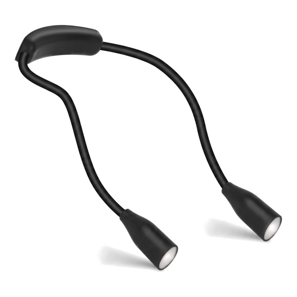 Rechargeable LED Neck Lamp with Flexible Arms 3 Light Colours 9 Brightness Levels Micro USB For Reading Knitting and Handicrafts black
