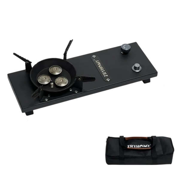 Réchaud à gaz de camping 7200 W 36 x 12,5 x 9,5 cm Acier inoxydable Réchaud pliable Réchaud de plein air pour le camping Argenté noir