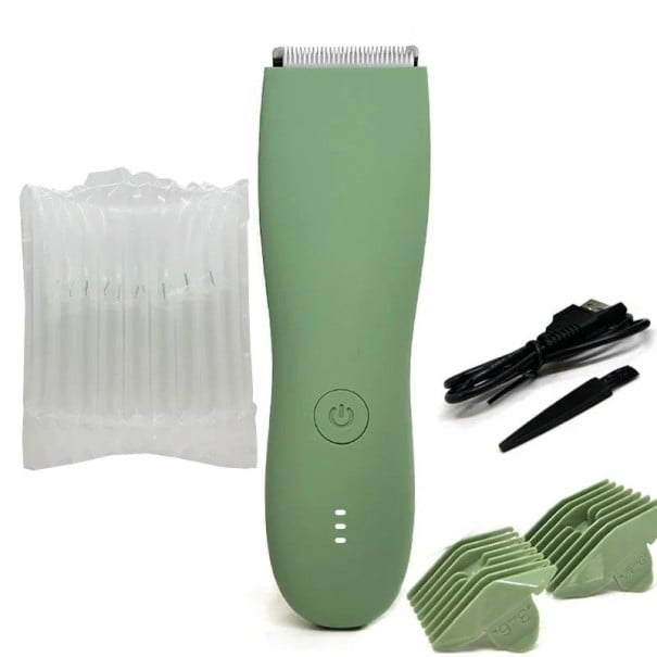 Recortador eléctrico de vello corporal para hombres Recortador de vello y cabello impermeable IPX7 800 mAh verde