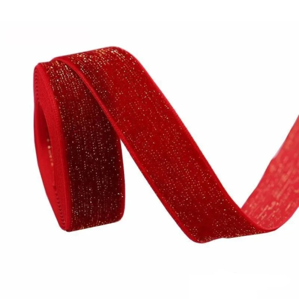 Red Christmas Glitter Ribbon 20 mm x 5 m Glossy Decorative Ribbon for Gifts Christmas Ornaments Handmade Crafting Gift Decoration 1