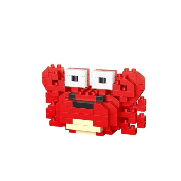 Red Crab Building Set 6 x 3 x 3.5 cm 150 Pieces Cute Sea Creature Figurine Crab Made of Building Blocks for Children's Creative Assembly 1