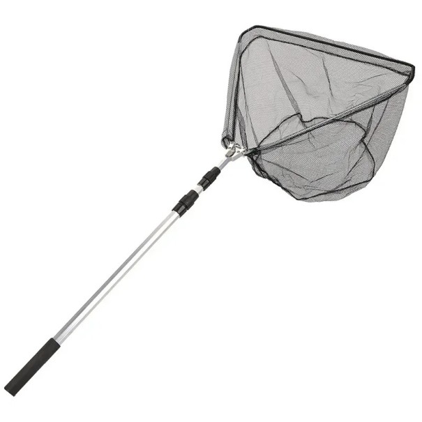 Red de pesca plegable telescópica de 150 cm, red de pesca ligera con mango telescópico, marco de metal, red de malla fina, equipo de pesca 1
