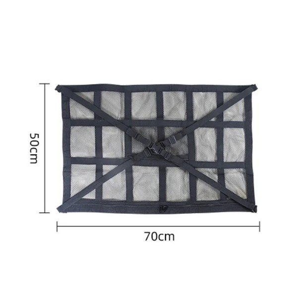 Rede de armazenamento de teto para autocaravanas capacidade até 25 kg 70 x 50 cm Poliéster Preto Organizador com fecho 1