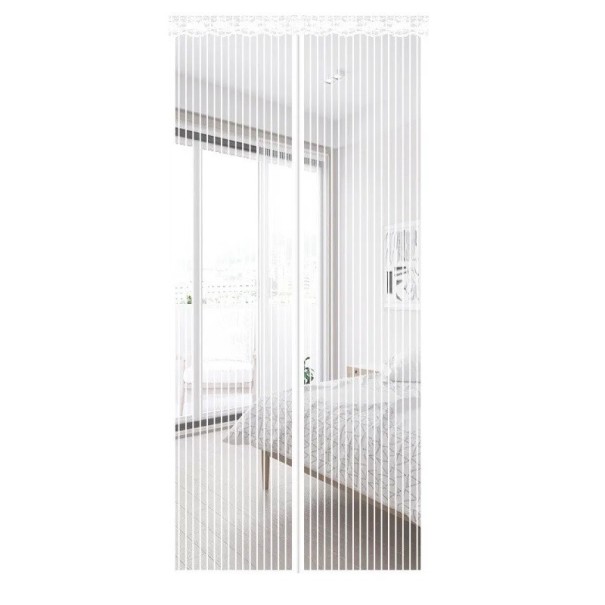 Rede magnética para portas contra insetos 210 x 80 cm Cortina contra insetos com fechos magnéticos Cortina contra mosquitos branco