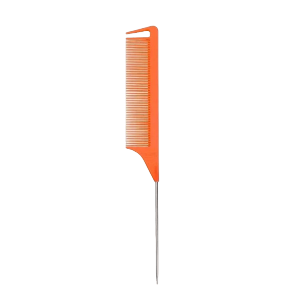 Redskapskam med metallspets Professionell kam 22 x 3 cm Frisörverktyg Frisörtillbehör orange