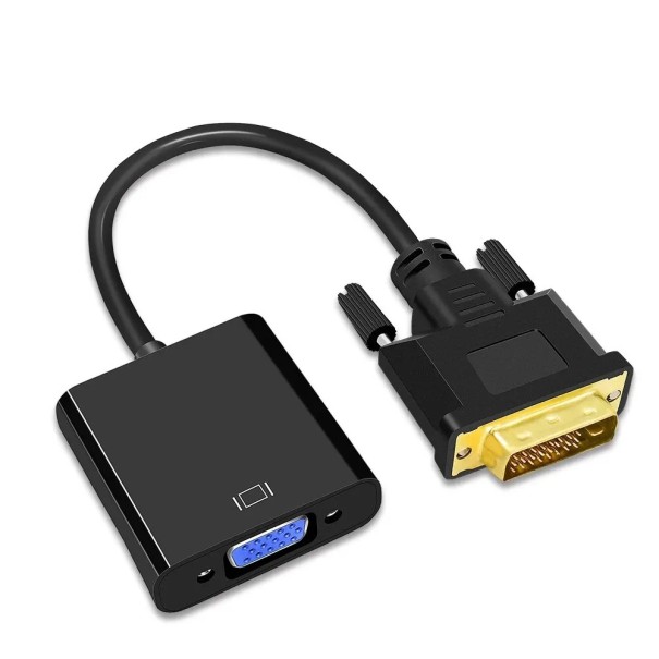 Redução DVI macho para VGA fêmea 25 cm Conversor de sinal de vídeo 1080p Adaptador para monitor Conectividade de computador Transmissão de imagem de qualidade 1