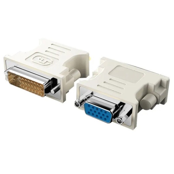 Redução DVI macho para VGA fêmea Adaptador de Vídeo conector de suporte 1080p para monitor e placa gráfica compatibilidade com DVI-I branco