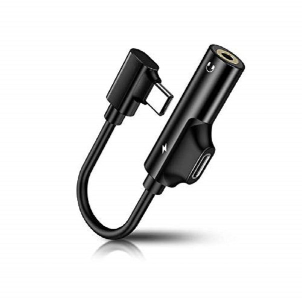 Reducere USB-C la mufă de 3,5 mm / USB-C negru