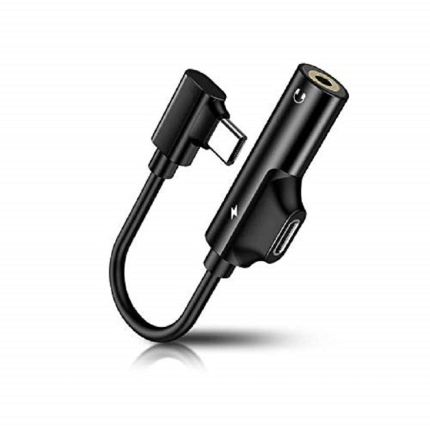 Réducteur USB-C vers jack 3,5 mm / USB-C noir