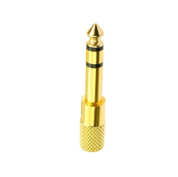 Reducție jack 6,35 mm masculin la 3,5 mm jack feminin pentru conectarea căștilor și cablurilor Adaptor stereo de culoare aurie cu capăt striat 1