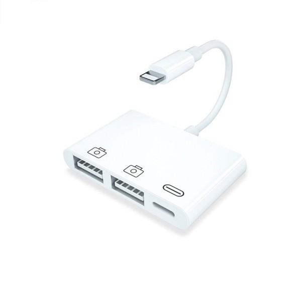 Reduktion til Apple iPhone Lightning til 2x USB / Lightning 1