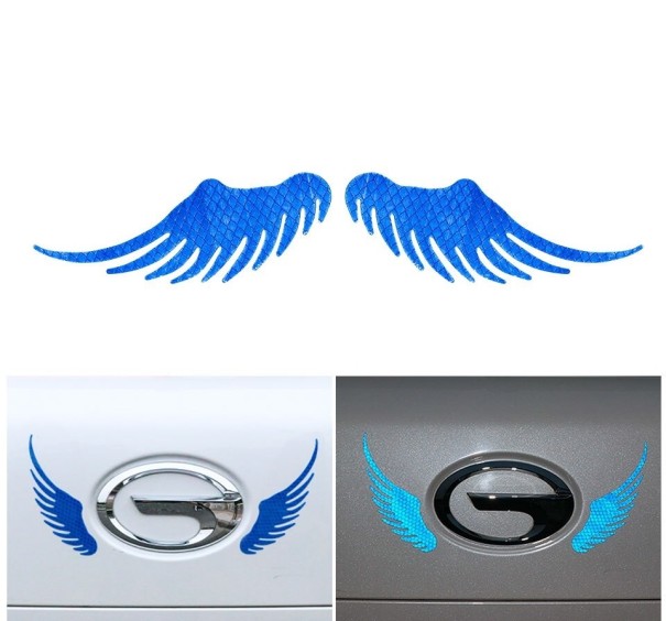 Reflecterende autosticker engelenvleugels 2 stuks blauw