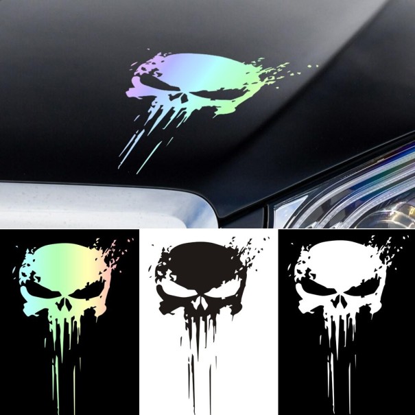 Reflecterende schedel auto sticker