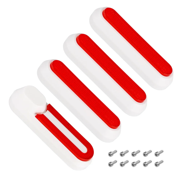 Refleksioner 4 stk. til elektrisk scooter Xiaomi Mi 1S Pro 2 M365 Mi 3 Pro Hvidt dæksel 98 x 29 mm med 10 monteringsskruer rød