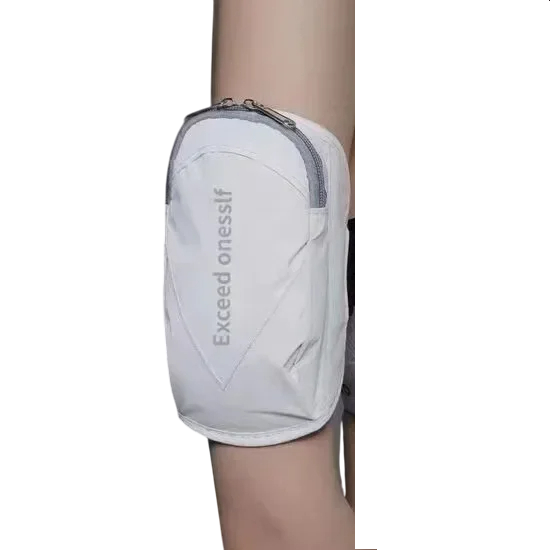 Reflekterande löparmsskydd med vattentät design och justerbar omkrets 14–38 cm för bekväm löpning och sport vit