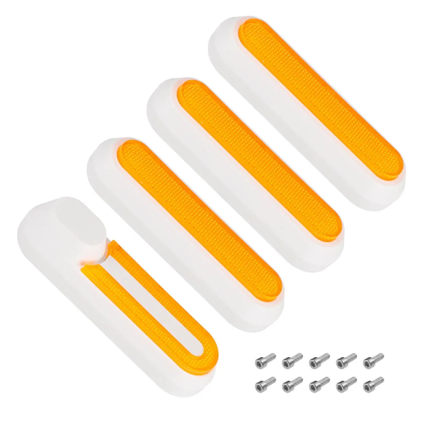 Reflexiós fényvisszaverők 4 db elektromos rollerhez Xiaomi Mi 1S Pro 2 M365 Mi 3 Pro Fehér burkolat 98 x 29 mm 10 szerelékkel sárga