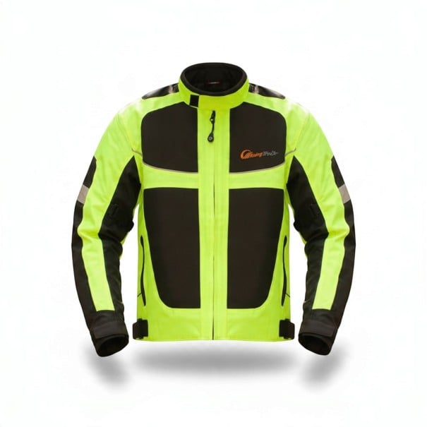 Reflexjack voor motor Unisex Staande kraag en zakken met rits Verstelbare mouwen en taille Polyester en nylon Neon geel en zwart Voor scooter XS