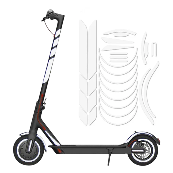 Reflexklistermärken för elektrisk scooter Xiaomi M365 PRO och Ninebot Max G30 G30D Säkerhetskit med självhäftande element silver