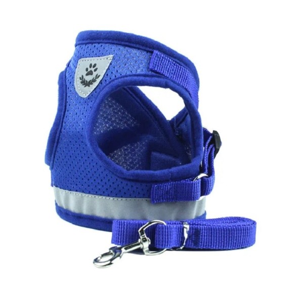 Reflexní bezpečnostní postroj pro psy s vodítkem Vesta pro malé psy a štěňata Hrudní prodyšný postroj pro psy 7,5 - 10 kg modrá