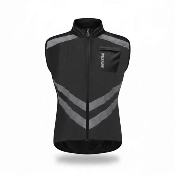 Reflexní vesta na motorku Unisex Bez rukávů Zip a kapsa na hrudi Polyester Vesta s reflexními pruhy na bundu černá S