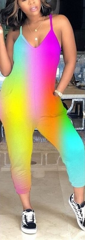 Regenbogen-Jumpsuit für Damen XXL 2