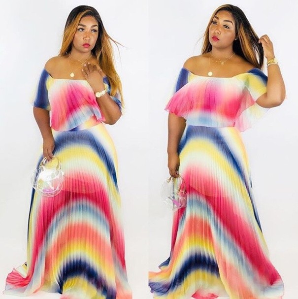 Regenbogen-Sommer-Maxikleid XS 1